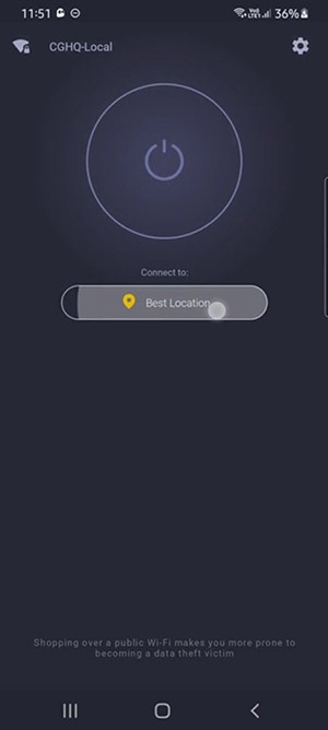 Bấm vào Best Location để chọn quốc gia Fake IP